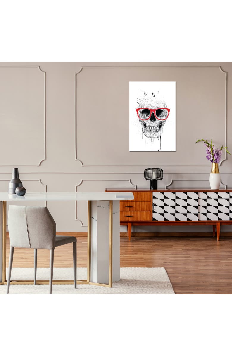 iCanvas Skull With Red Glasses by Balazs Solti, 14"x19", Alternate, color, Red