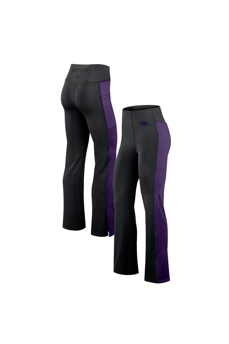 Women's Fanatics Signature Black Baltimore Ravens Studio Fitted Flared Leggings, Main, color, Black