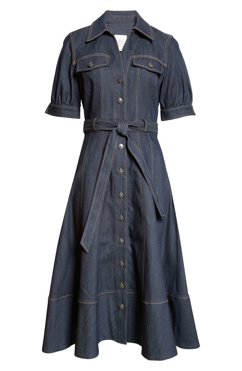 Cinq à Sept Suzie Short Sleeve Denim Midi Dress, Alternate, color,