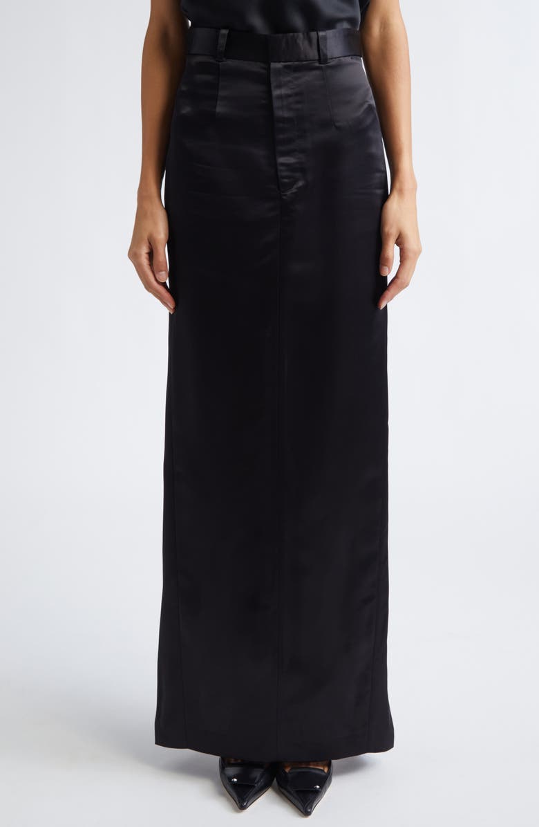 GRACE LING Pillar Liquid Satin Maxi Skirt, Main, color, Black