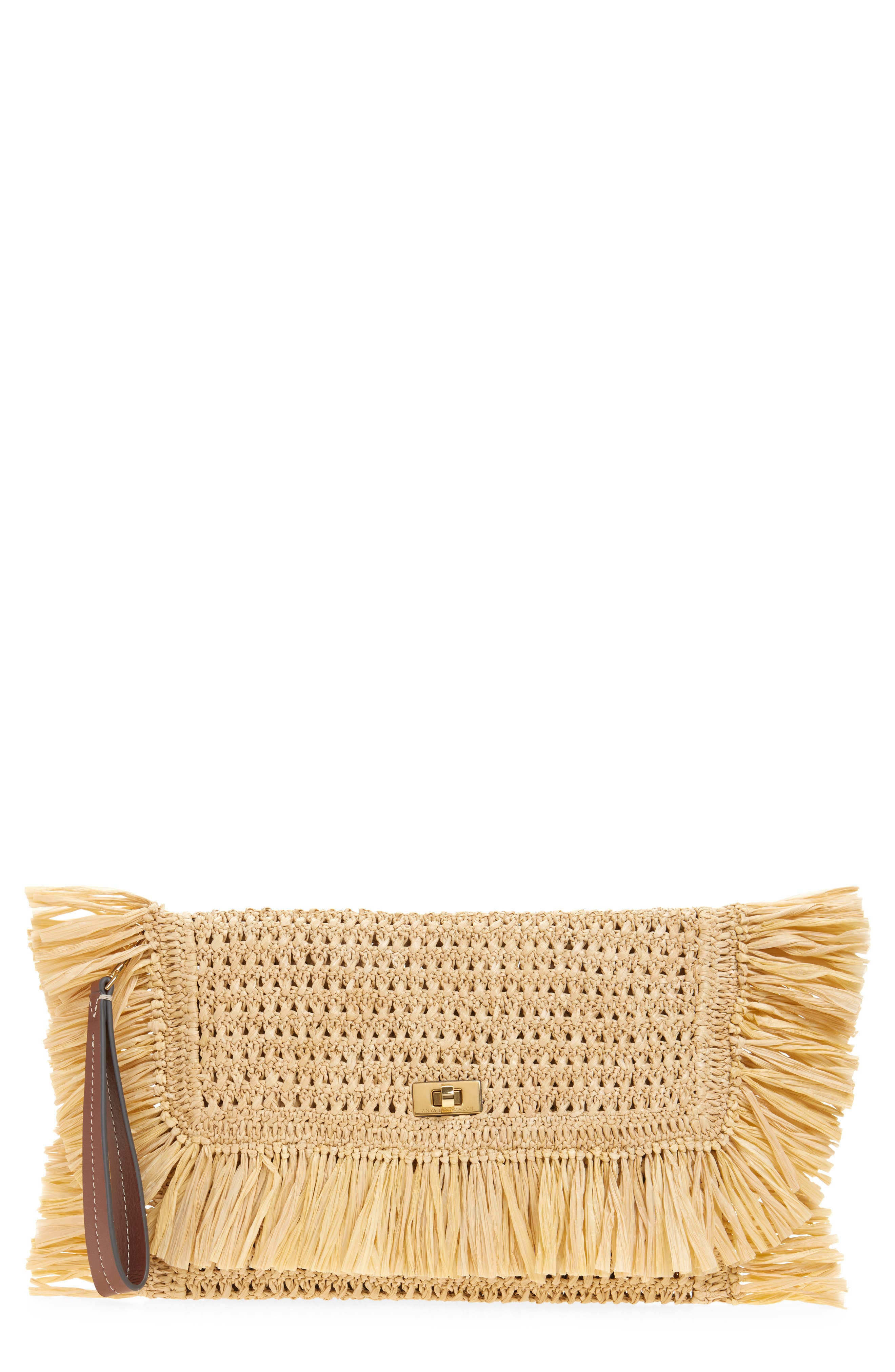 Anya Hindmarch Oversize Raffia Clutch, Main, color, Natural