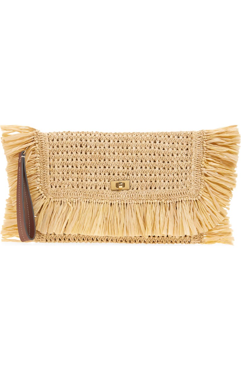 Anya Hindmarch Oversize Raffia Clutch, Main, color, Natural