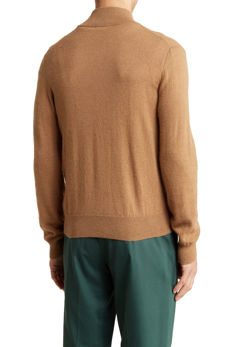Bruno Magli Quarter Zip Camel Hair Pullover, Alternate, color,