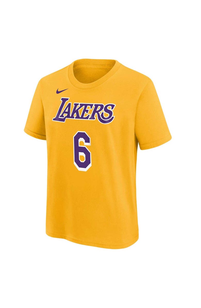 Nike Youth LeBron James Gold Los Angeles Lakers Icon Name & Number T-Shirt, Alternate, color, Gold
