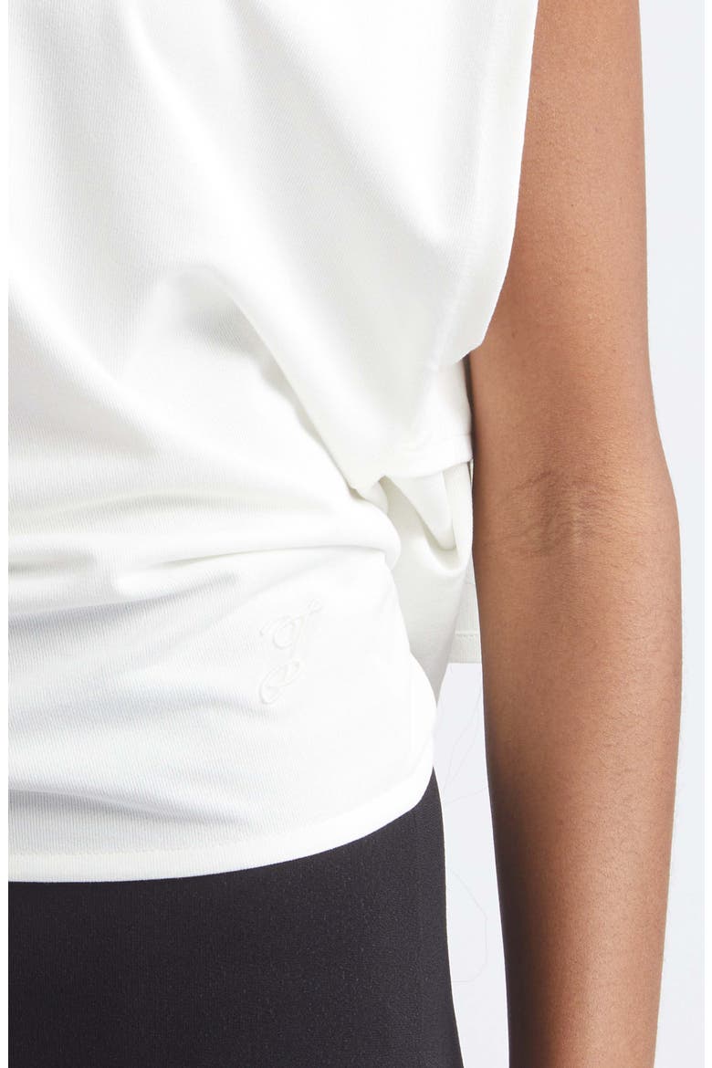 Le Moisson Draped Paper Jersey Apron Top, Alternate, color, WHITE