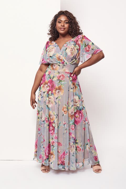 Isabelle Floral Angel Sleeve Maxi Dress