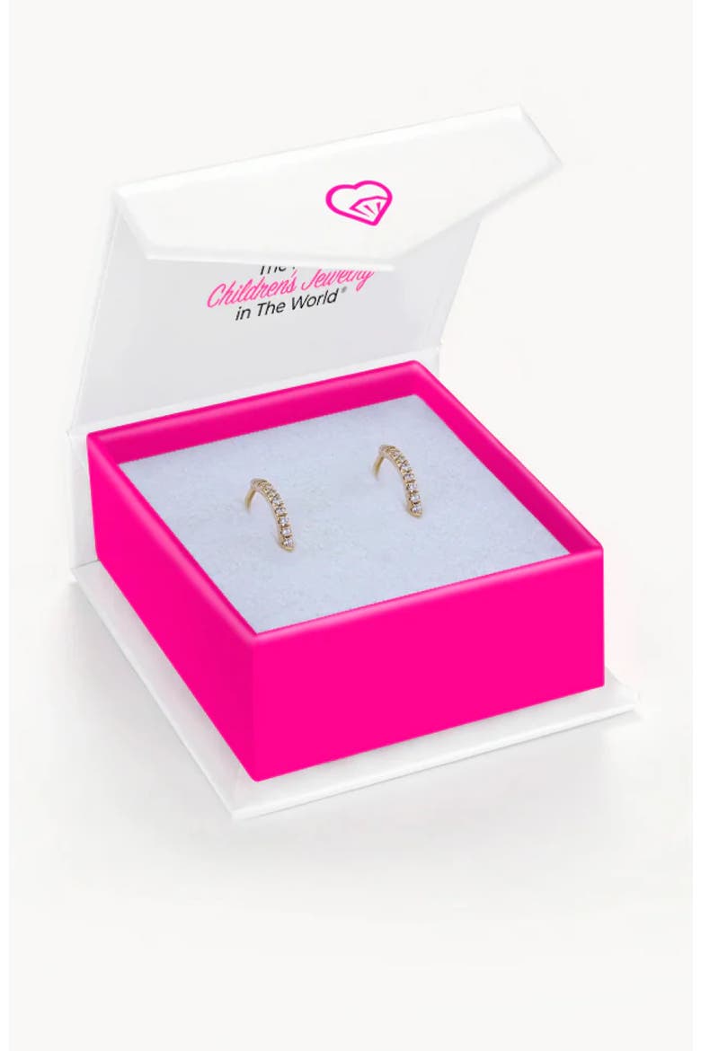 14k Clear Cubic Zirconia Encrusted Hoop Earrings, Alternate, color, Gold