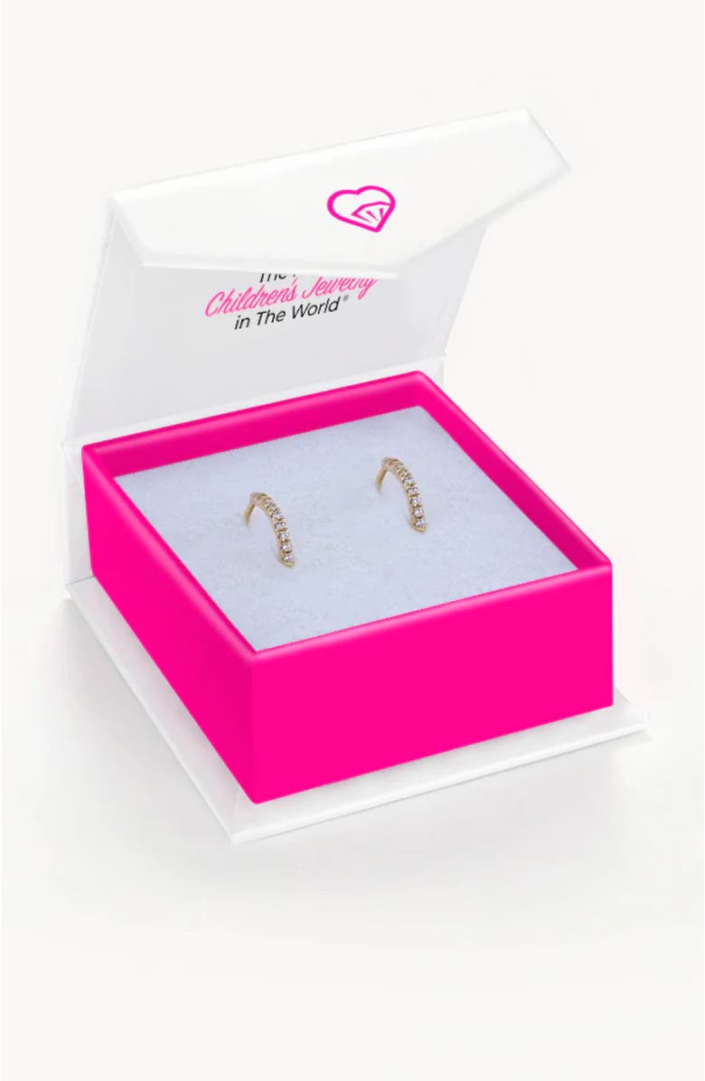 In Season Jewelry 14k Clear Cubic Zirconia Encrusted Hoop Earrings, Alternate, color, Gold