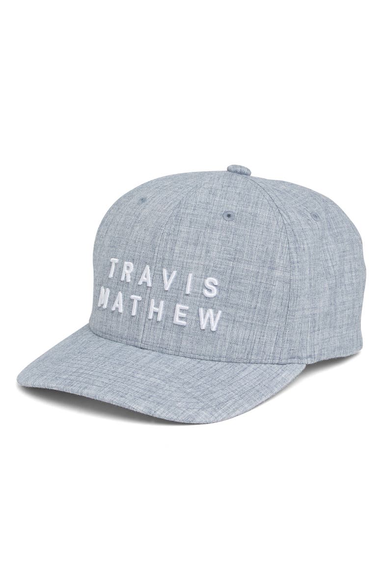 TravisMathew Rockdale Snapback Baseball Cap, Main, color, Heather Light Blue