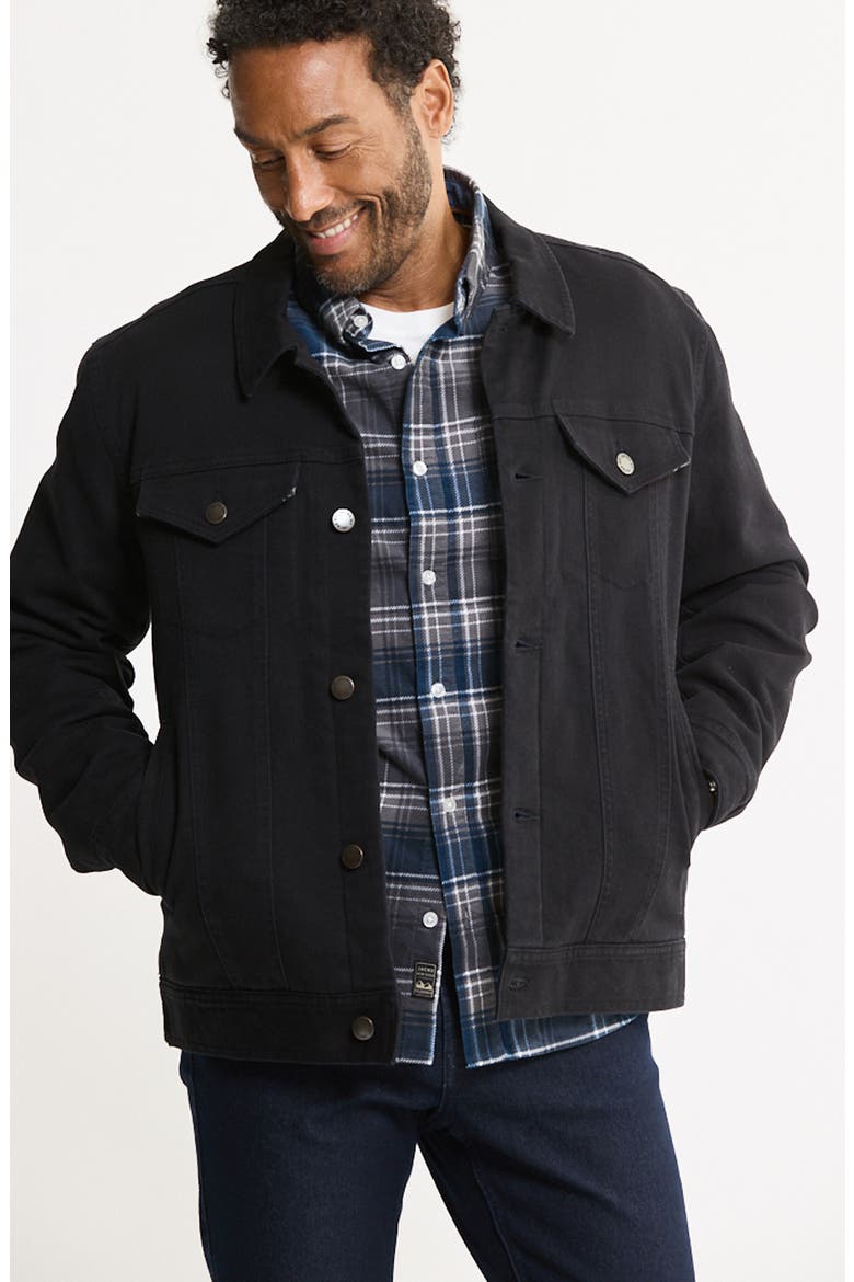 Lined Bull Denim Trucker Jacket, Alternate, color, BLACK