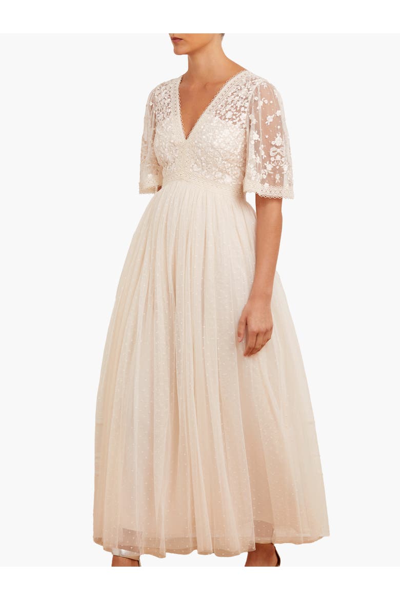 Celestia Ribbon Bodice Maxi Dress, Main, color, Cream