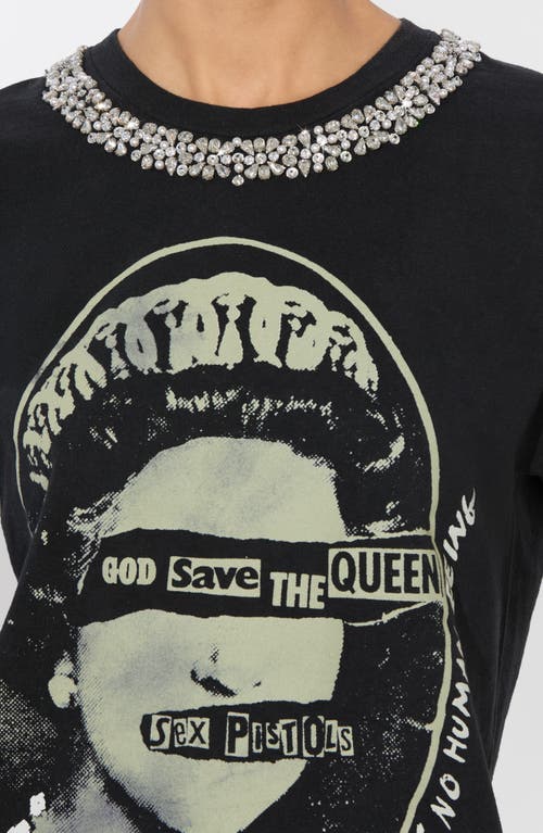 Alice And Olivia Atlas Embellished Tee In Black