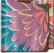 CLIFTON WILSON Brown Floral Silk Pocket Square