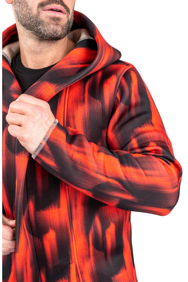 Hooded Longline Jacket, Alternate, color, RED