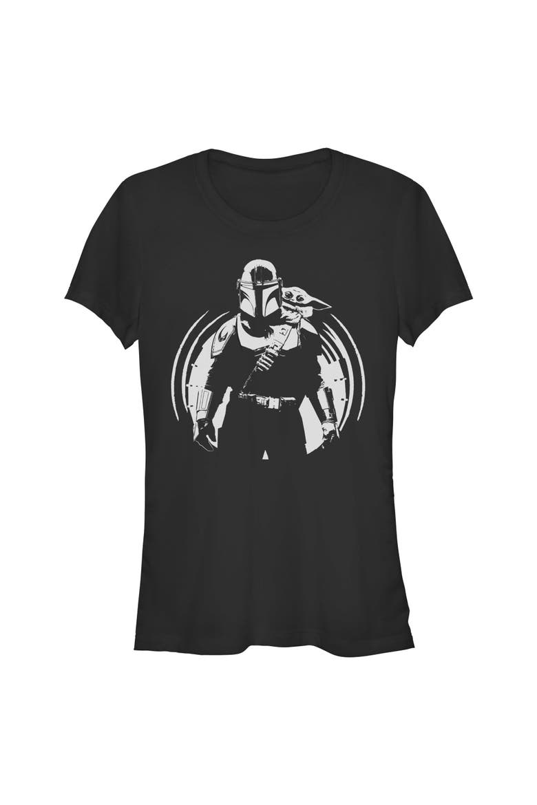 Junior's Star Wars The Mandalorian and Grogu Black and White Sketch  Graphic T-Shirt, Main, color, Black