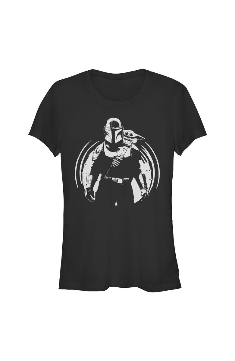 Star Wars: The Mandalorian and Grogu Junior's Star Wars The Mandalorian and Grogu Black and White Sketch Graphic T-Shirt, Main, color, Black