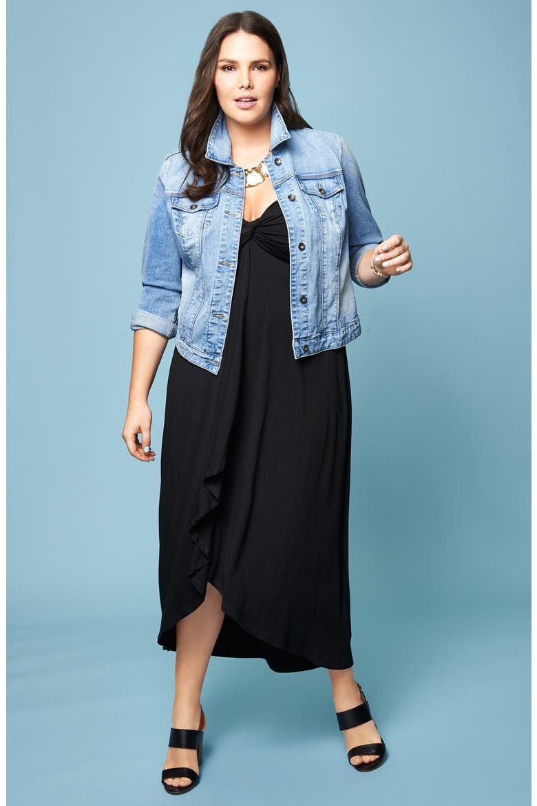 'Santorini' Twist Front Strapless Maxi Dress, Alternate, color, BLACK