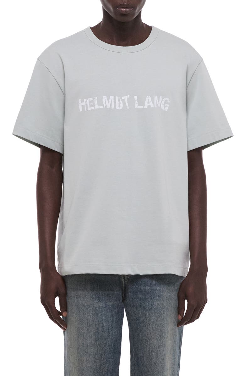 Helmut Lang Crumpled Logo Graphic T-Shirt, Main, color, Aqua Gray