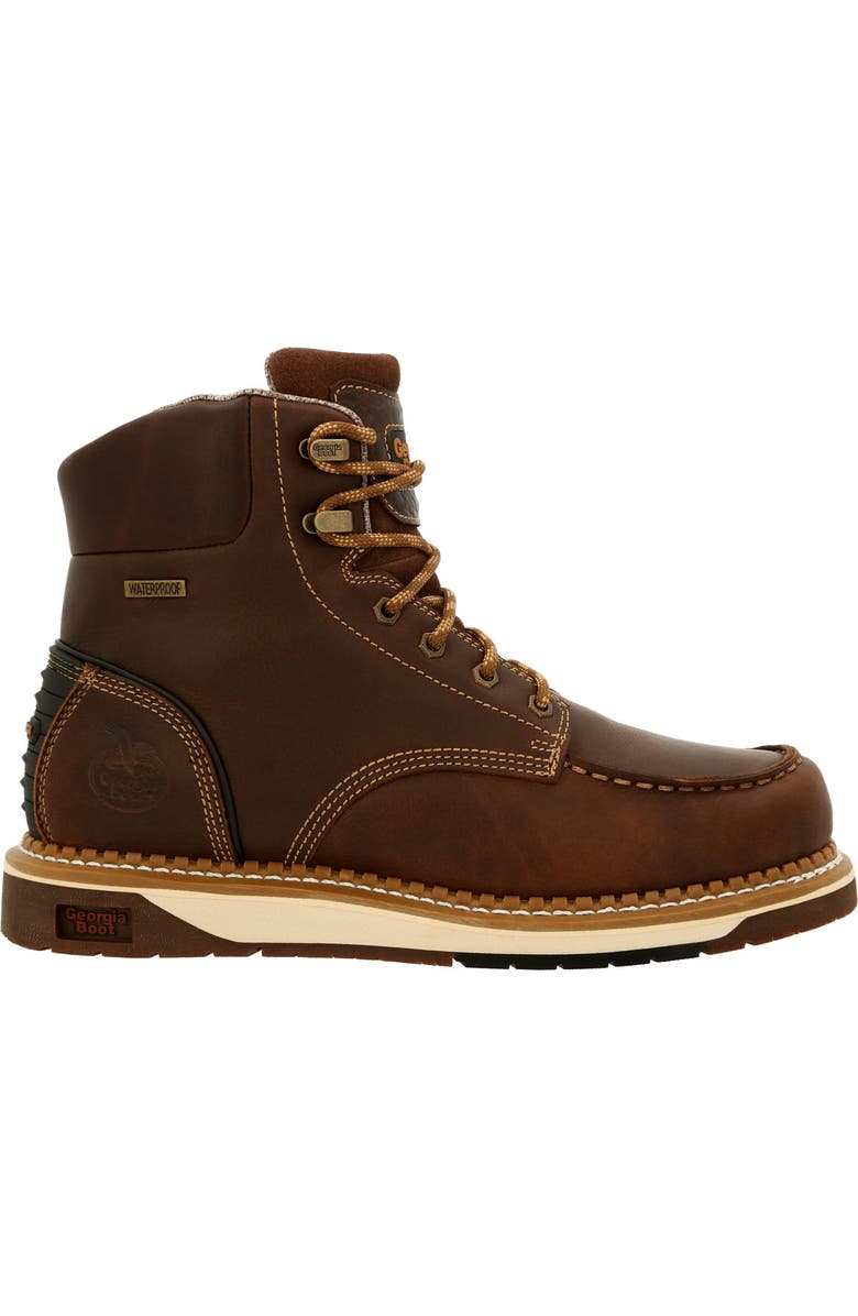 Georgia Boot Waterproof AMP LT Wedge Waterproof MocToe Work Boot, Main, color, Brown