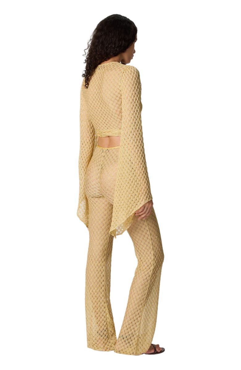 Missoni Flared Trousers In Lamé Viscose With Raschel Workmanship, Alternate, color, Gold