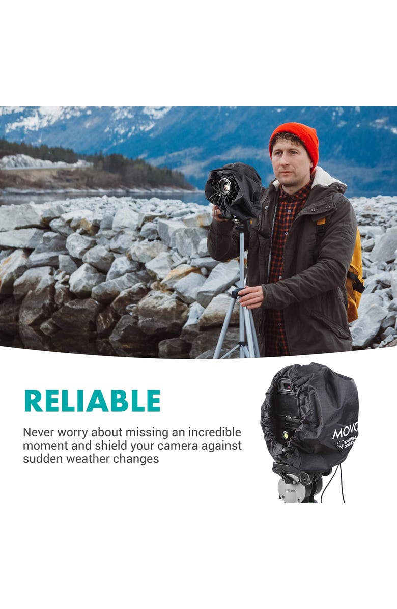 MOVO CRC11 Storm Raincover Protector for DSLR Cameras, Lenses, Photographic Equipment, Alternate, color, Black