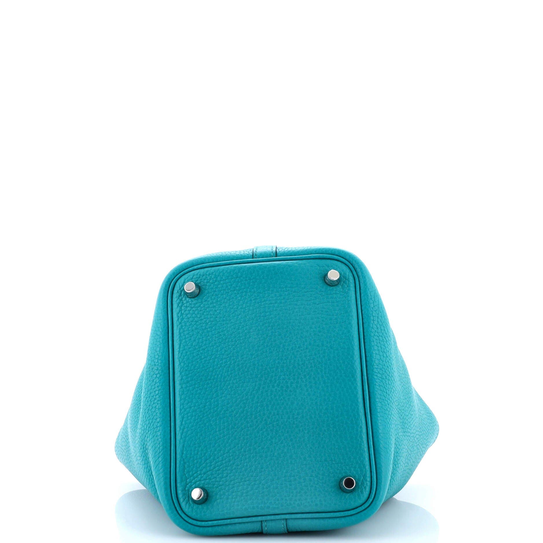 Pre-Owned Hermes Picotin Lock Bag Clemence PM, Alternate, color, Bleu Paon