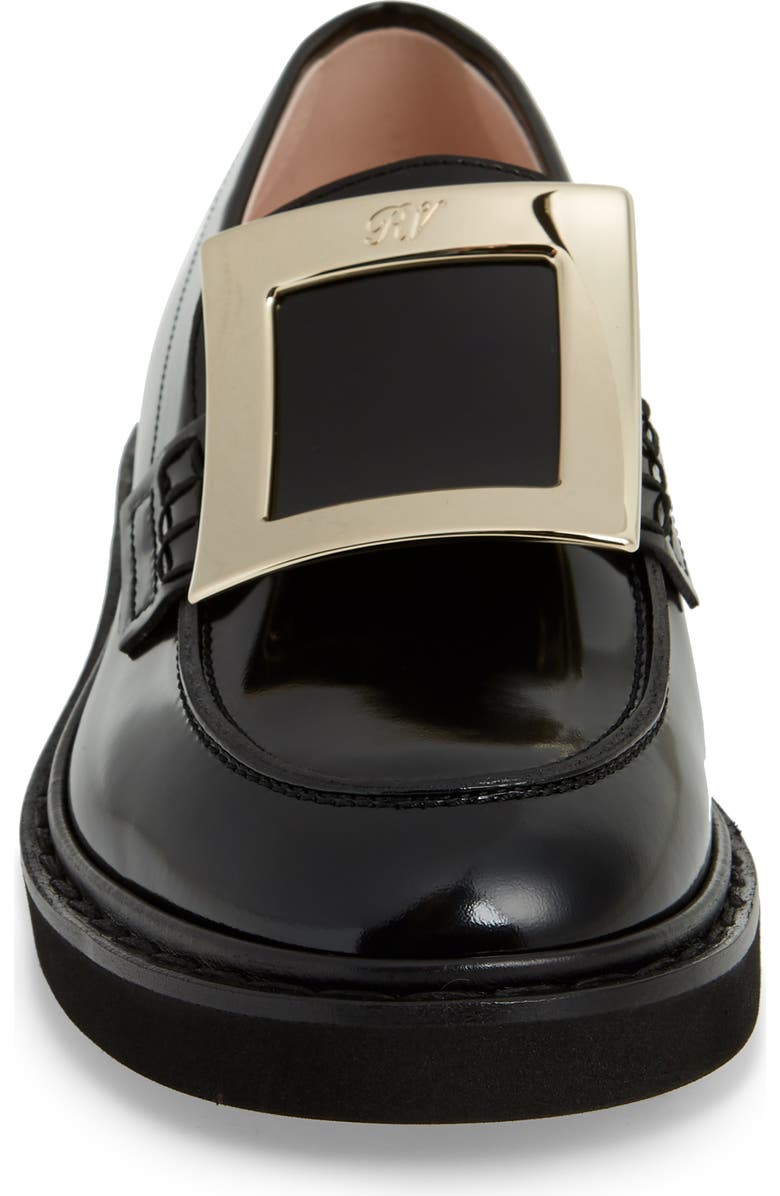 Roger Vivier Viv Rangers Buckle Leather Loafer, Alternate, color,