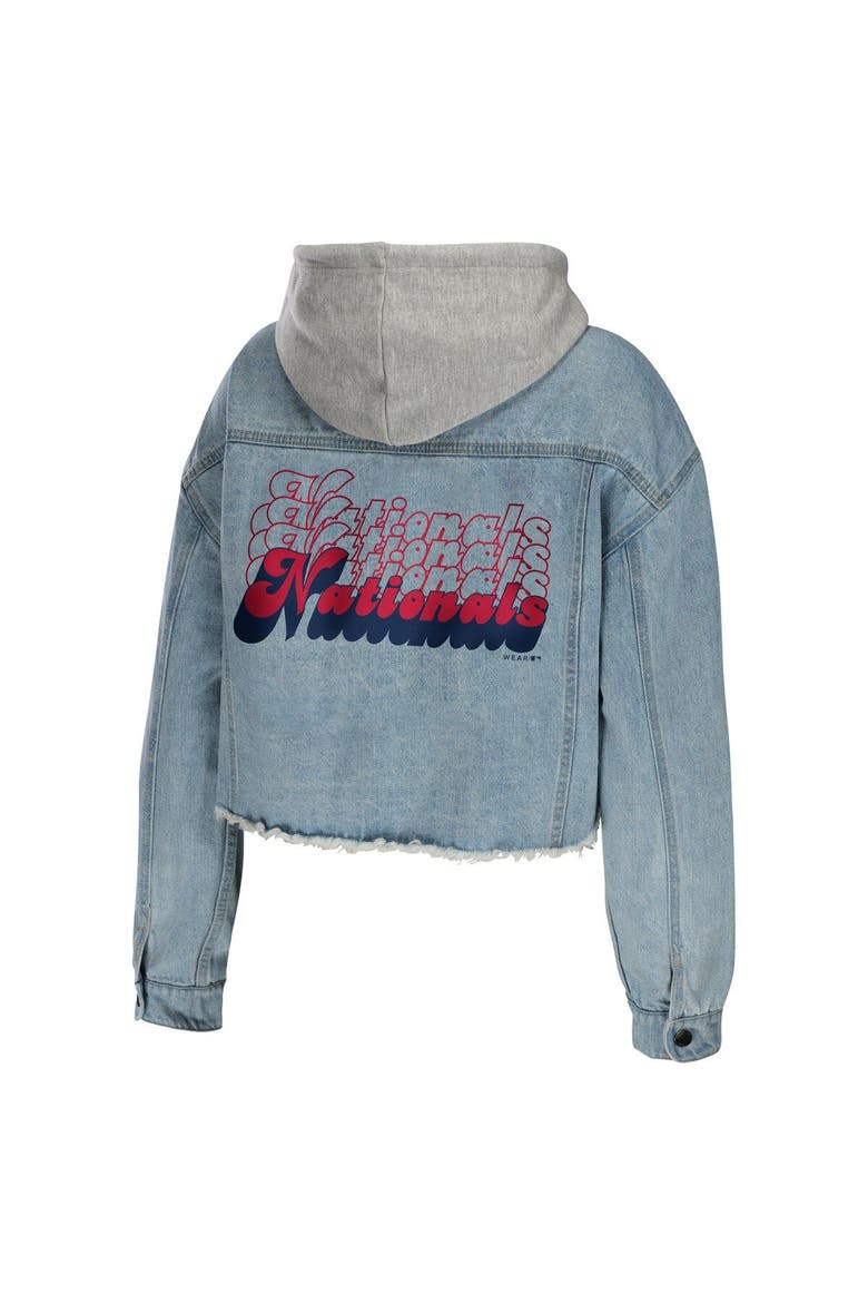 Women's WEAR by Erin Andrews Washington Nationals Hooded Button-Up Denim Jacket, Alternate, color, Denim