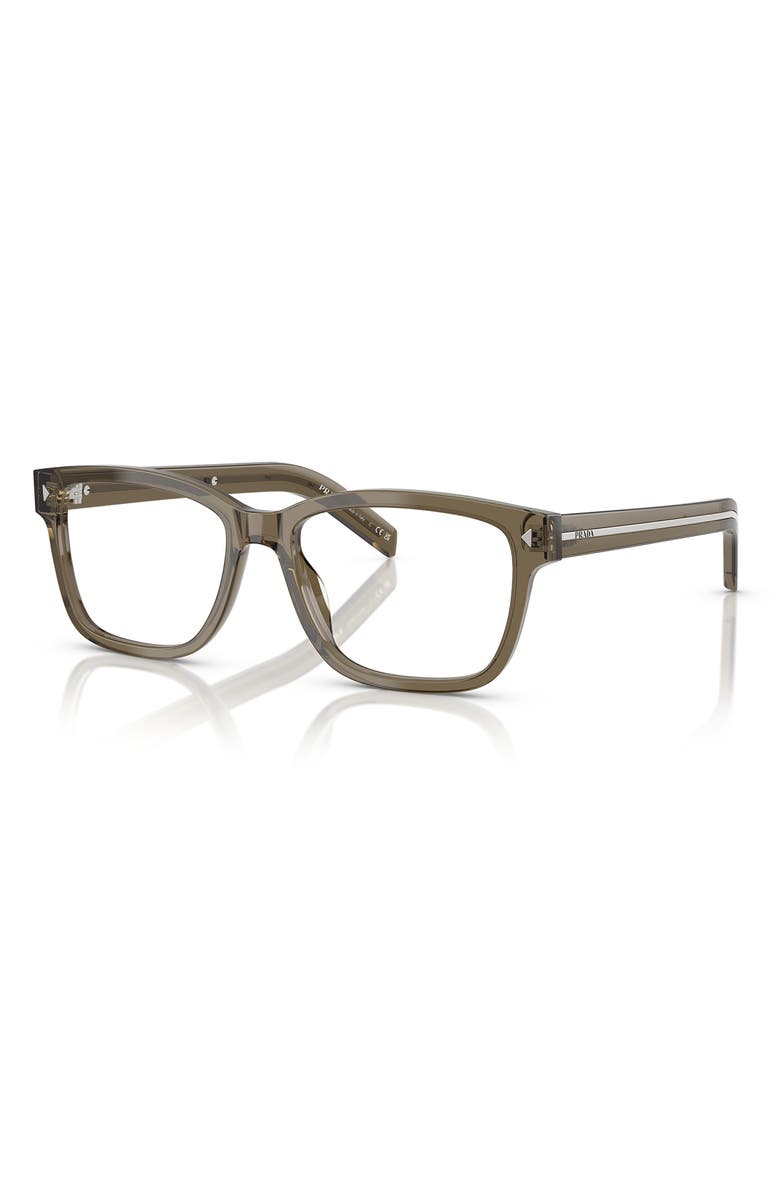 Prada 53mm Rectangular Optical Glasses, Alternate, color, Transparent