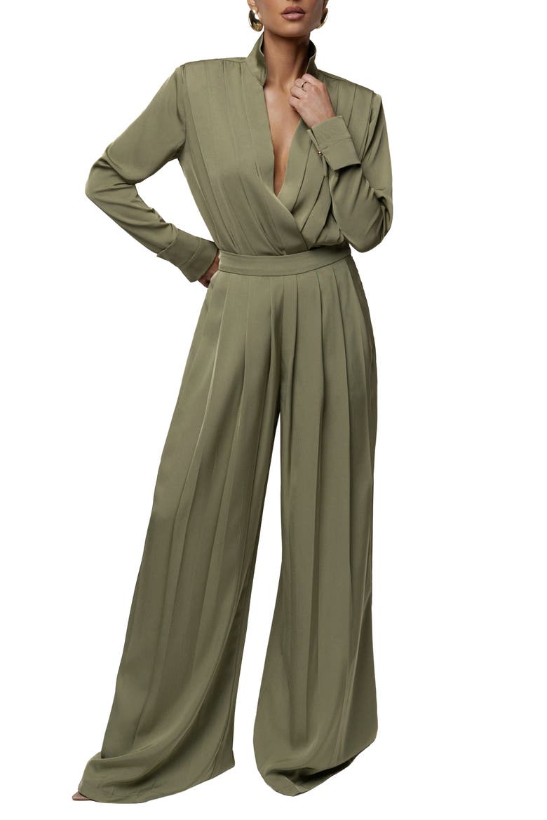 Clara Wide Leg Pleated Trousers, Alternate, color, Olive