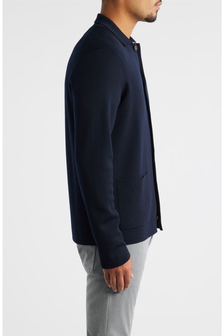 Milano Stitch Merino Wool Cardigan, Alternate, color, NAVY