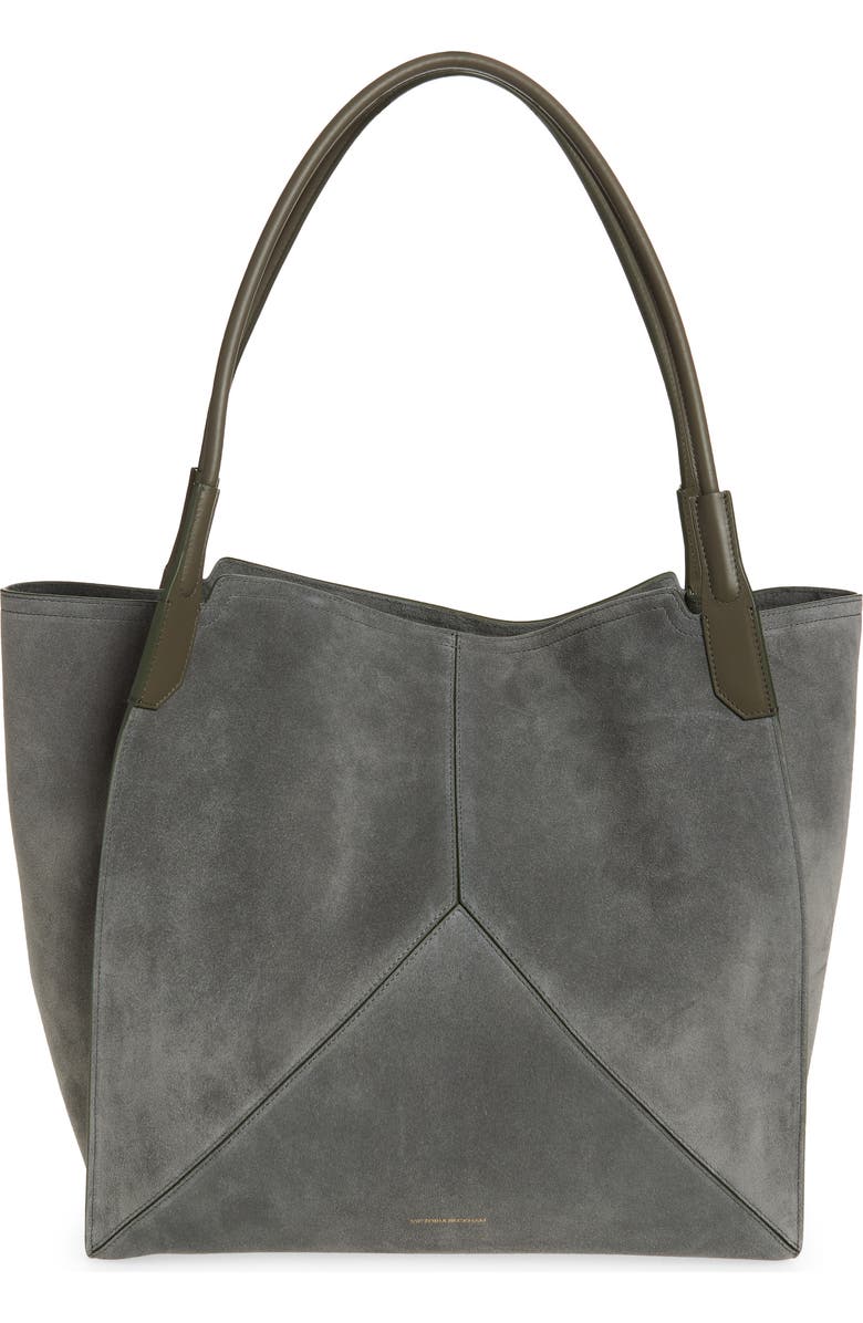 Victoria Beckham Victoria Sue Suede Tote, Main, color, Pebble Grey