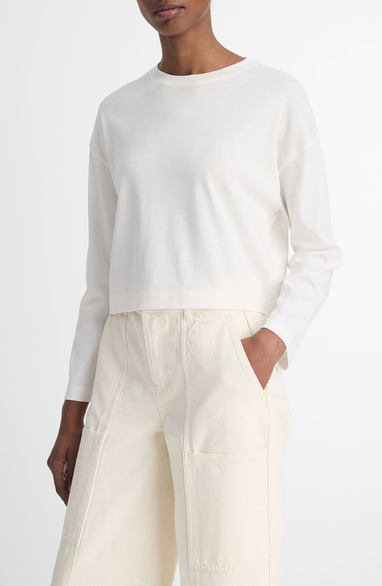 Vince Long Sleeve Cotton Crop T-Shirt, Alternate, color, 
