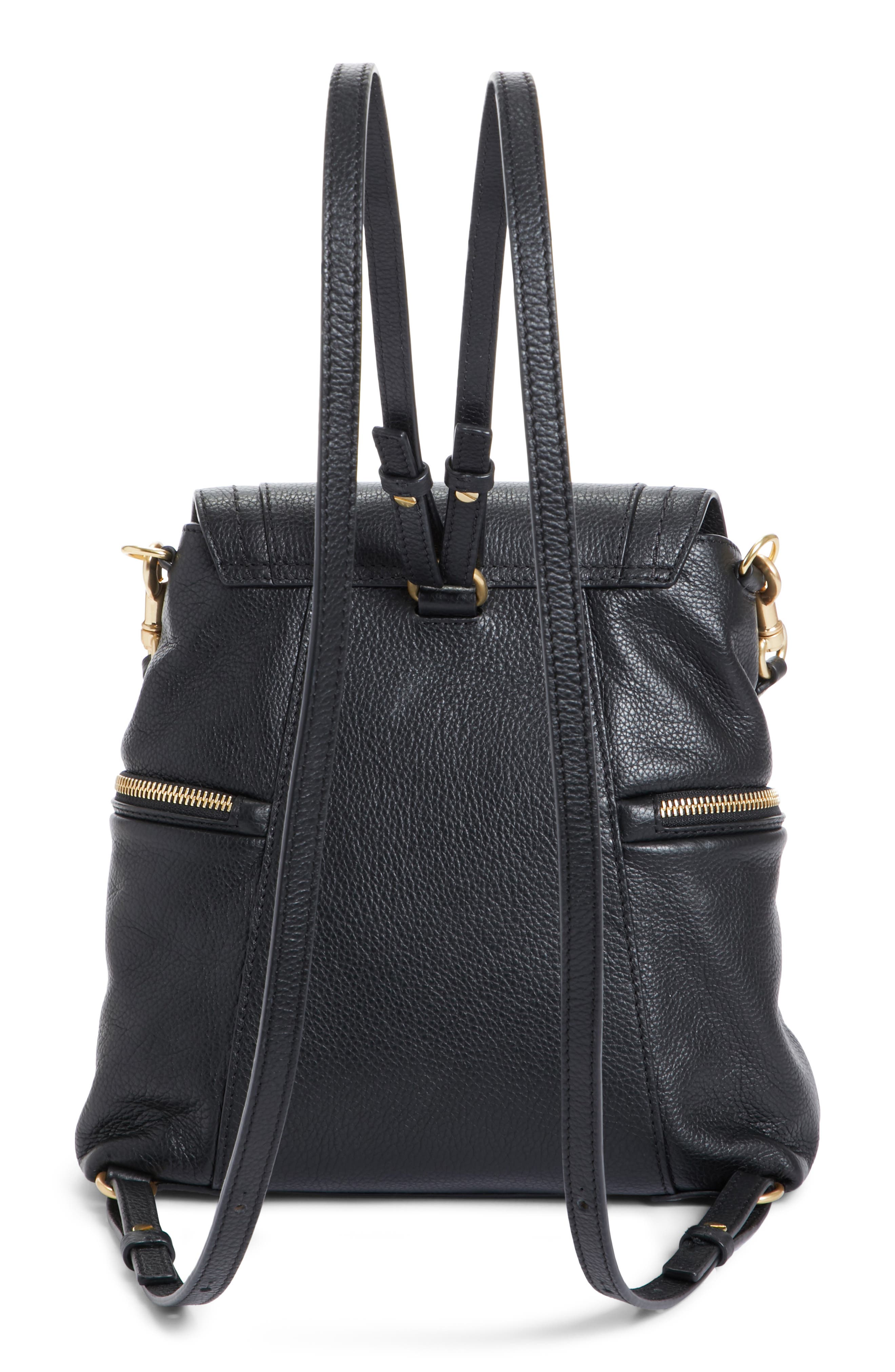 Olga Large Leather Backpack, Alternate, color, BLACK