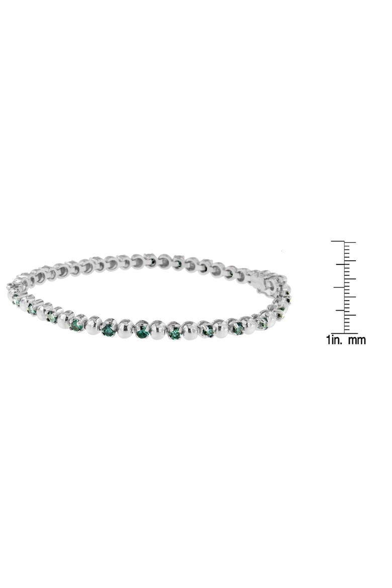14K White Gold Round-Cut Blue Diamonds Bracelet, Alternate, color, White