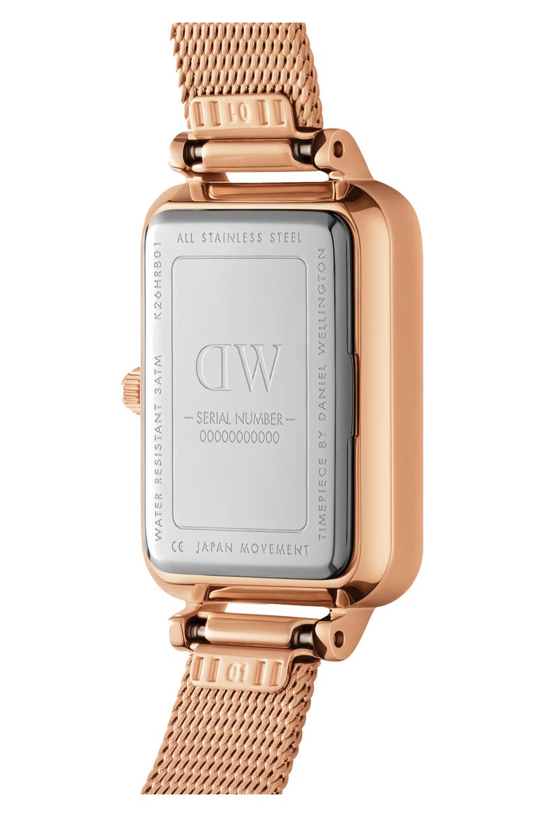 Quadro Mesh Strap Bracelet, 20mm x 26mm, Alternate, color, ROSE GOLD