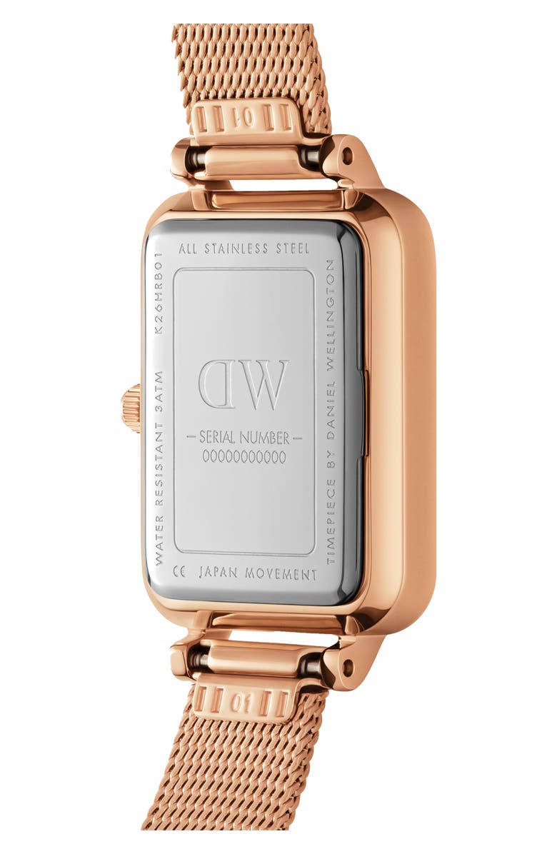 Daniel Wellington Quadro Mesh Strap Bracelet, 20mm x 26mm, Alternate, color, Rose Gold