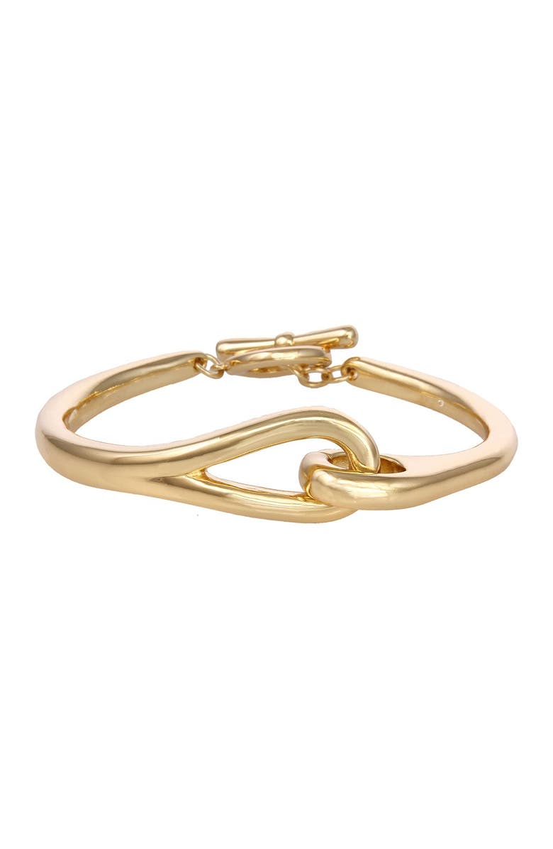Christian Siriano Gold Tone Interlocking Toggle Closure Bracelet, Main, color,
