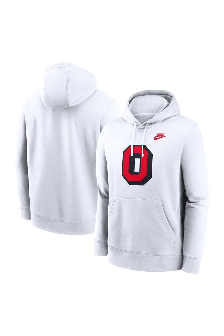 Men's Nike White Ohio State Buckeyes Legacy Logo Club Fleece Pullover Hoodie, Main, color, White