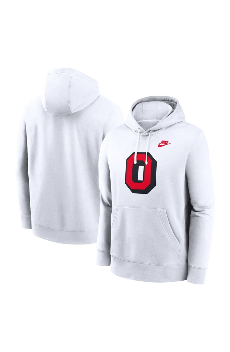 Nike Men's Nike White Ohio State Buckeyes Legacy Logo Club Fleece Pullover Hoodie, Main, color, White