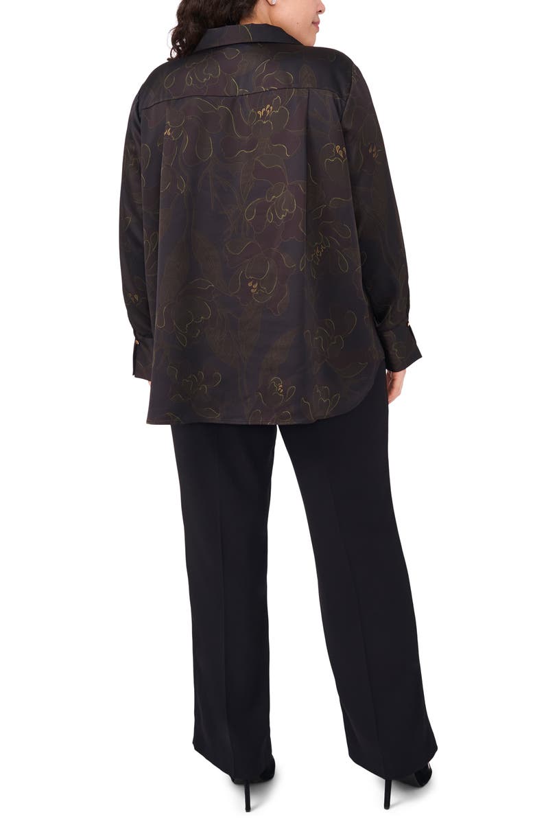 Halogen<sup>®</sup> Metallic Floral Satin Charmeuse Top, Alternate, color, Rich Black
