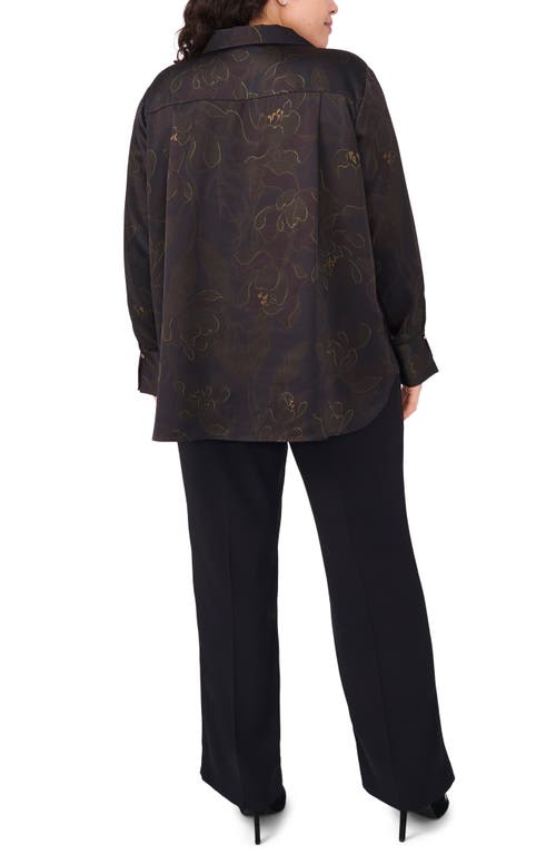 Halogenr Halogen(r) Metallic Floral Satin Charmeuse Top In Black