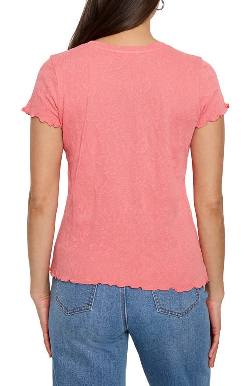 Nzt By Nic+zoe Lace Knit Cotton T-shirt In Hot Coral