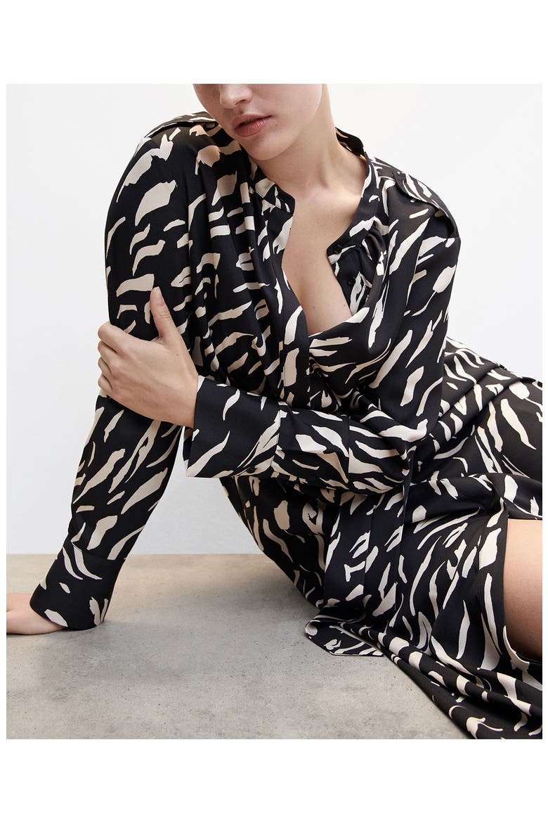 Abstract Print Long Sleeve Dress, Alternate, color, BLACK