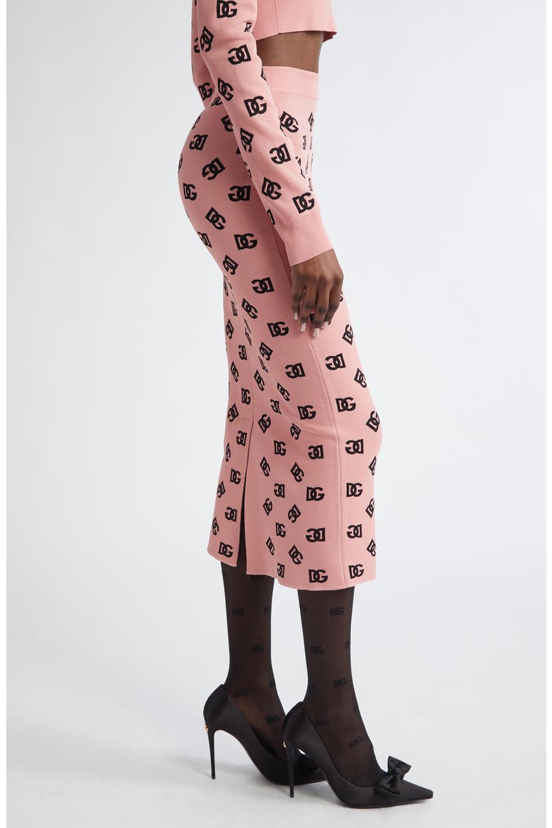 Logo Jacquard Pencil Skirt, Alternate, color, ROSA POLVERE SCURO