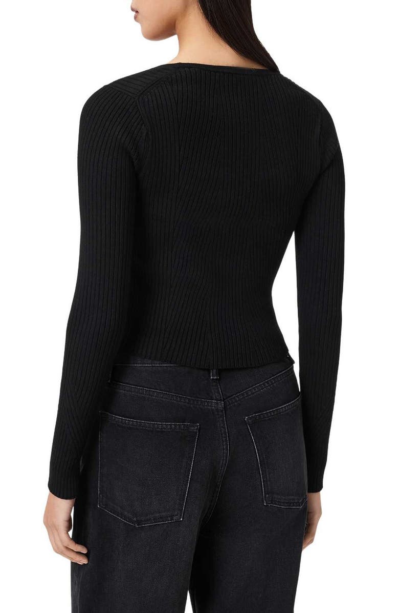 AllSaints Cruz Hera Rib Sweater, Alternate, color, Black