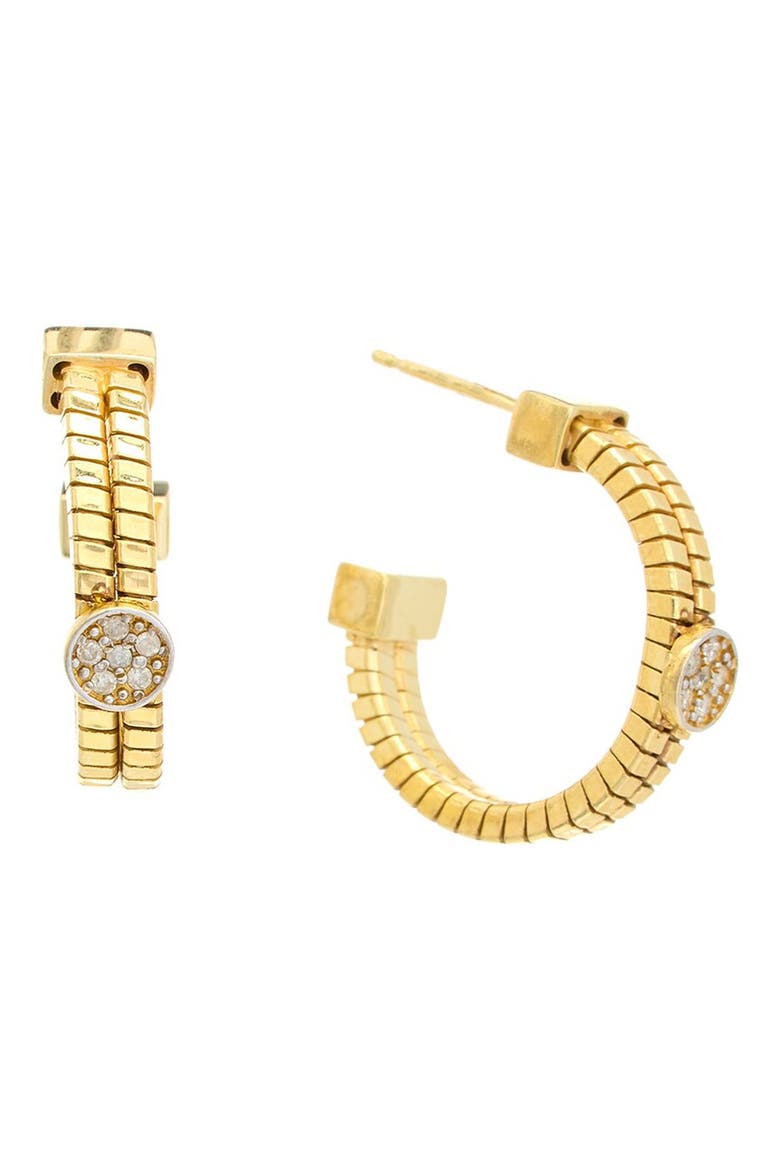 Diamond Hoop Earrings, Main, color, YELLOW