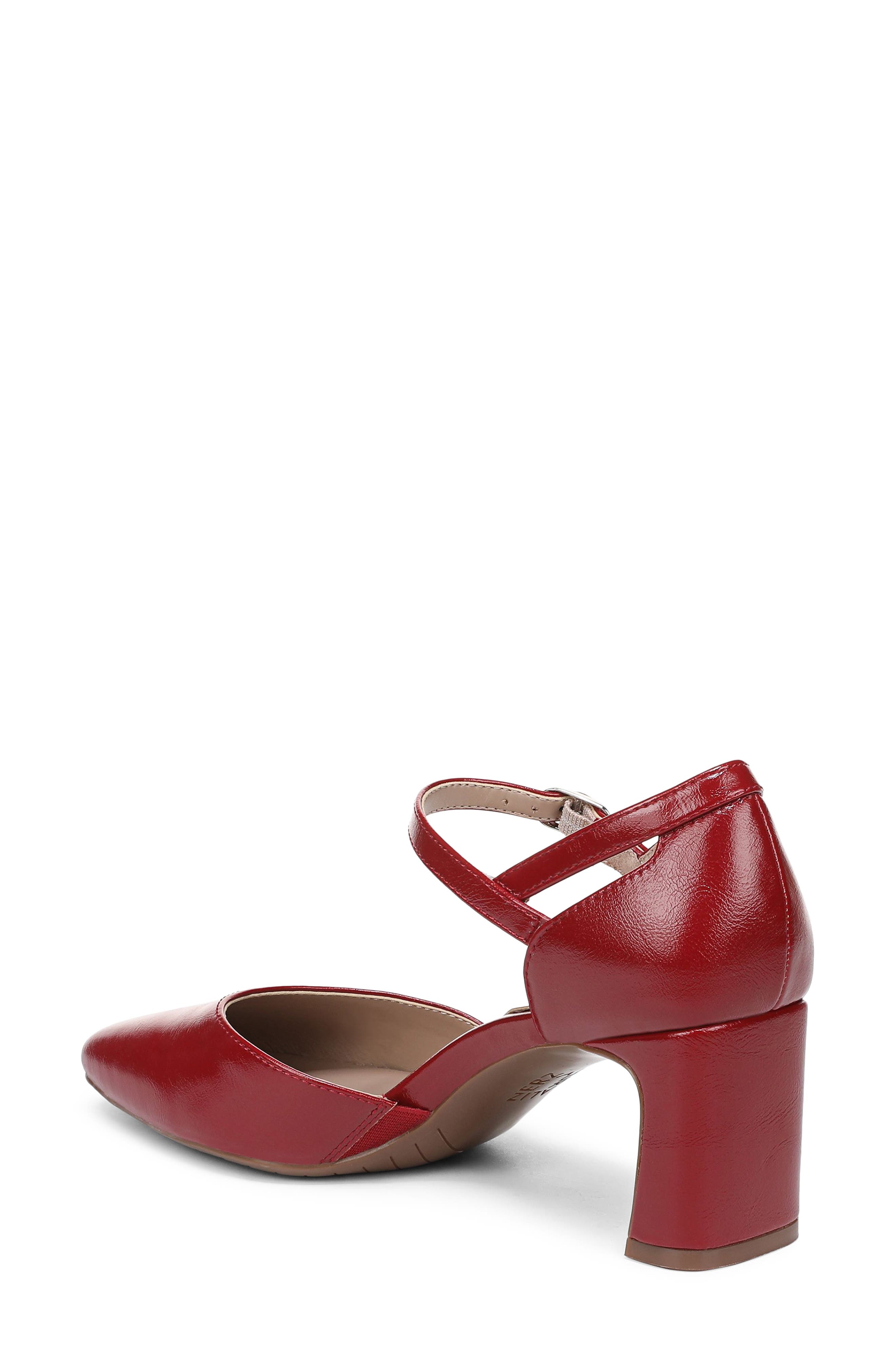 Yasmin Ankle Strap Dress Pump - Wide Width Available, Alternate, color, RED FAUX LEATHER