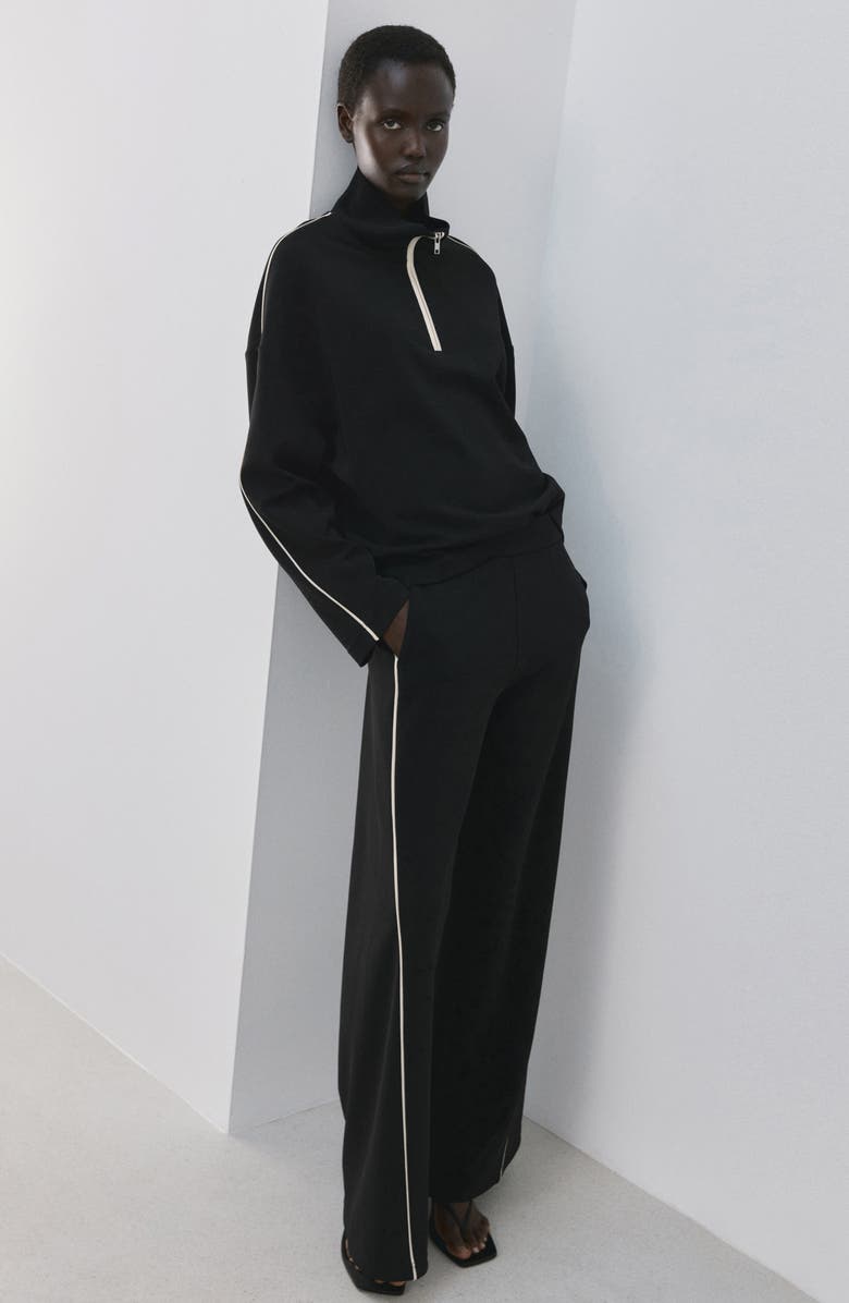 MANGO Half Zip Sweatshirt, Alternate, color, Black