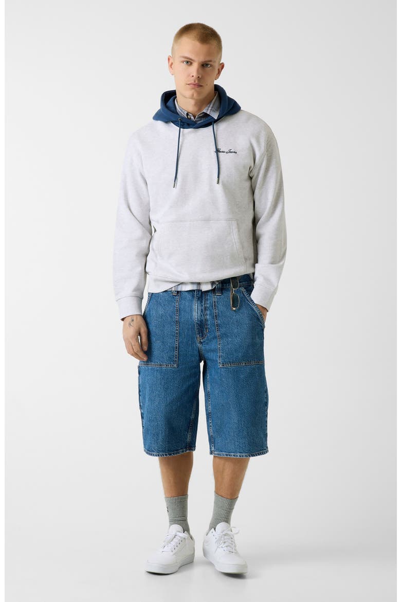 Colorblock Cotton Fleece Hoodie, Alternate, color, GREY